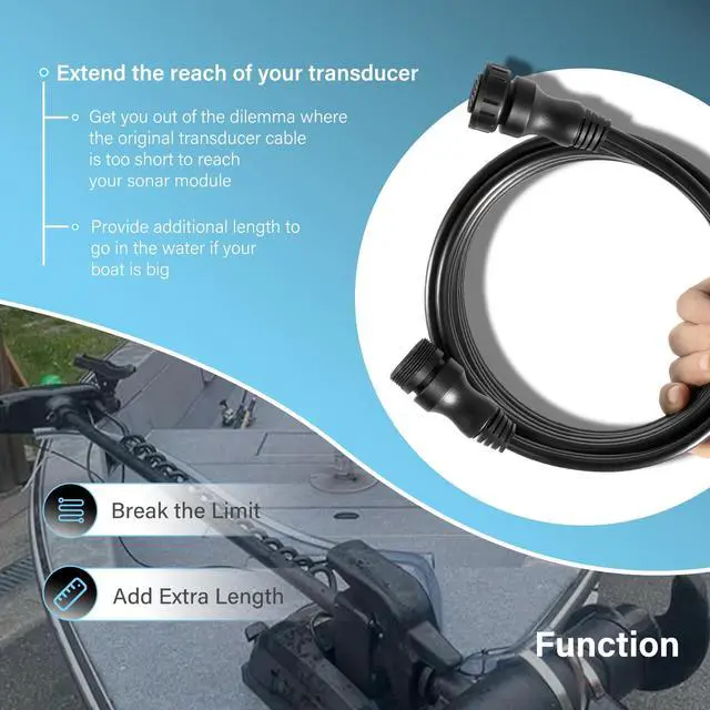 Alt view image 4 of 7 - 010-12855-00 10-Feet 21-pin Panoptix LiveScope Transducer Extension Cable for Garmin GLS 10 Sonar Module, Panoptix LiveScope System, LVS32/ LVS32-TH/LVS34 Transducer, LiveScope XR/XR LVS62