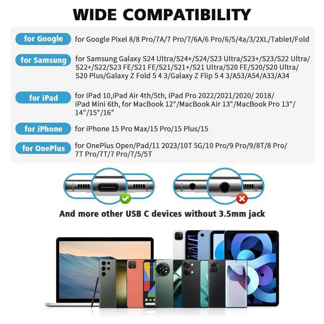 Alt view image 7 of 7 - USB C Earbuds for iPhone 17 Air 16 15 Pro Max Plus/iPad, Silver | Type C Earphone with Mic Stereo Volume Control Wired Headphone for Samsung S26 S25 S24 Ultra S23 Fe S22 A35 Flip/Pixel 10 9 8