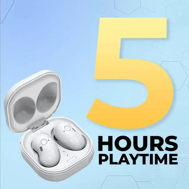 Alt view image 2 of 6 - Slim Ear Buds, Wireless Bluetooth Ear Buds, Bean Style Earbuds, White | Stable Bluetooth Listening, Compatible with iPhone Android Tablets Laptops, USB-C Charging, Touch Controls, For Commuting