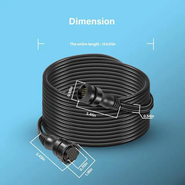 Alt view image 7 of 7 - 010-12855-00 10-Feet 21-pin Panoptix LiveScope Transducer Extension Cable for Garmin GLS 10 Sonar Module, Panoptix LiveScope System, LVS32/ LVS32-TH/LVS34 Transducer, LiveScope XR/XR LVS62