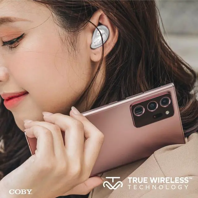 Alt view image 6 of 6 - Slim Ear Buds, Wireless Bluetooth Ear Buds, Bean Style Earbuds, White | Stable Bluetooth Listening, Compatible with iPhone Android Tablets Laptops, USB-C Charging, Touch Controls, For Commuting