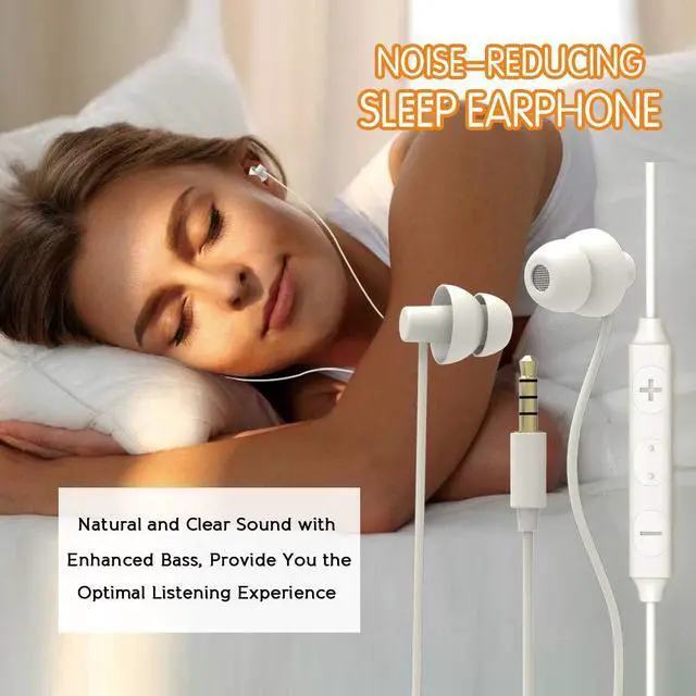 Alt view image 2 of 6 - Sleep Earbuds, Ultra-Soft Comfortable Noise Isolating Earplugs Workout Headphones in-Ear Earphones w/Mic & Volume Control - Perfect for Side Sleeper Air Travel, Meditation & Insomnia(White)