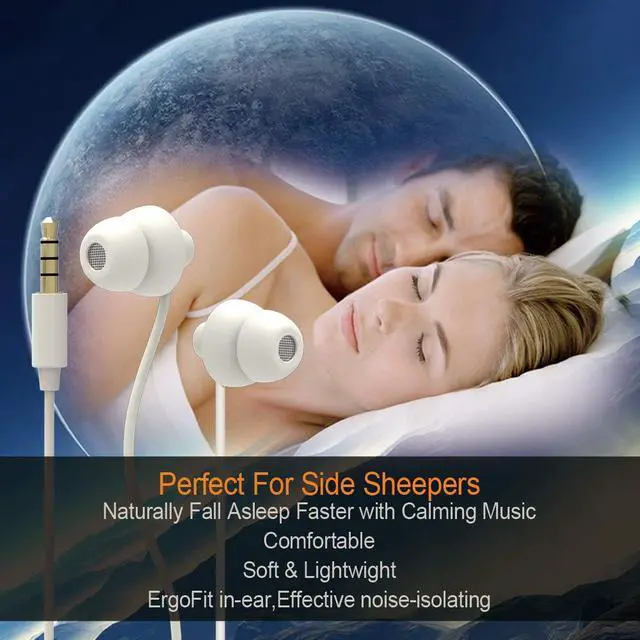 Alt view image 5 of 6 - Sleep Earbuds, Ultra-Soft Comfortable Noise Isolating Earplugs Workout Headphones in-Ear Earphones w/Mic & Volume Control - Perfect for Side Sleeper Air Travel, Meditation & Insomnia(White)