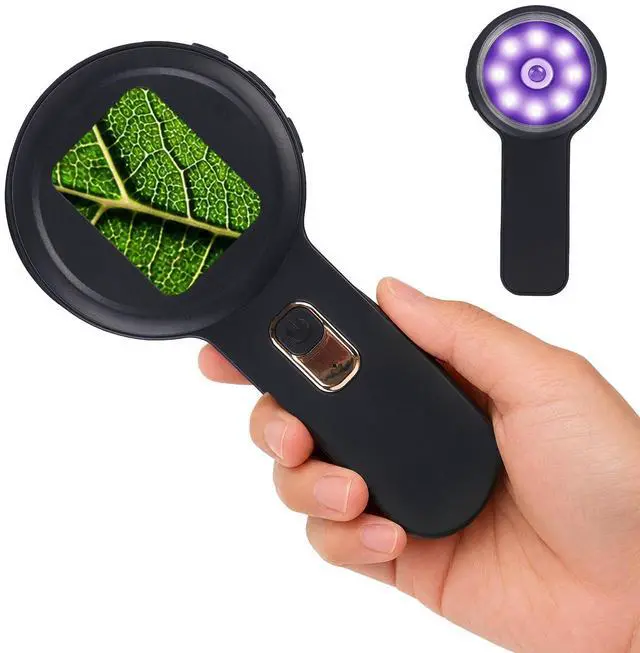 Main image of 10-200X Autofocus Digital Microscope, Portable Handheld Scope with 2in IPS Screen & Dual LED Light, Electronic Magnifier for Coin Check, Suitable for Adults and Children, Black