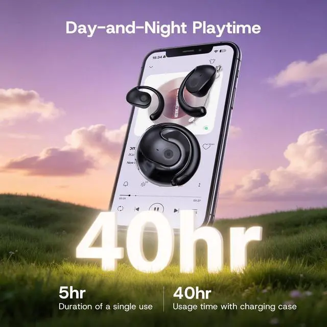 Alt view image 7 of 7 - Open Over Ear Earbuds Open Ear Headphones Wireless Bluetooth | Over The Ear Earbuds That Don'T Go In Your Ear Air Conduction With Awareness Of Surroundings With Over-Ear Hooks