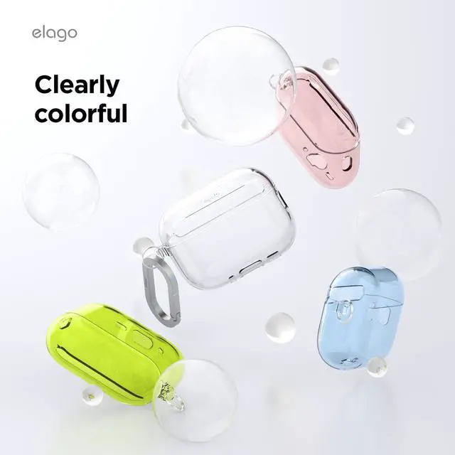 Alt view image 3 of 7 - Clear Case for AirPods Pro 3 | Carabiner Included, Reduced Yellowing, Shockproof, Full Protection, Soft TPU, Wireless Charging (Transparent)