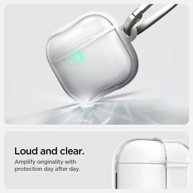 Alt view image 3 of 7 - Ultra Hybrid Designed for AirPods 4 Case (2024) | TPU & PC Dual Layer Protection, Anti-Yellowing Clear Cover with Wireless Charging Compatibility - Jet White