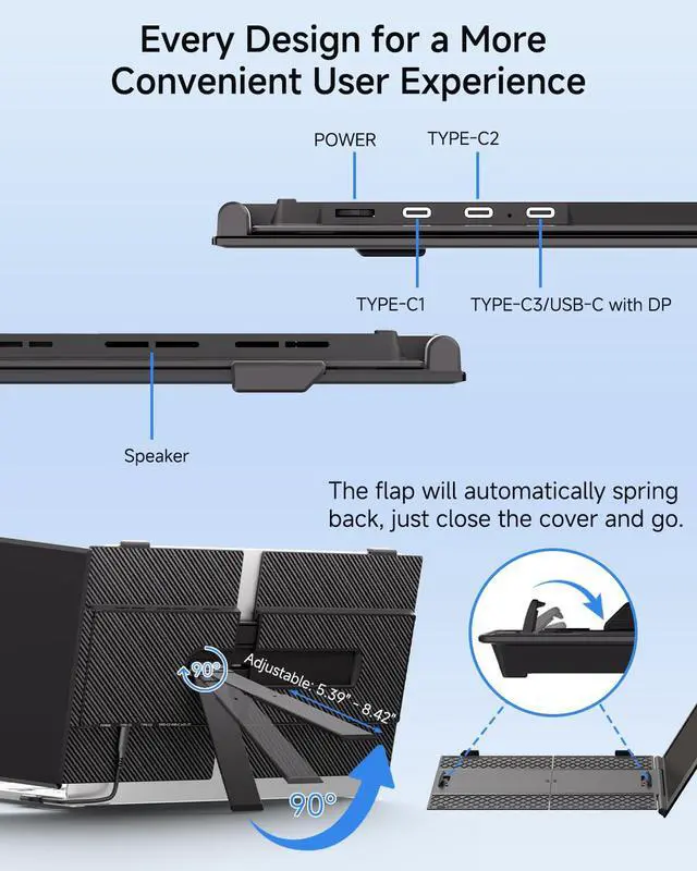 Alt view image 6 of 7 - Laptop Screen Extender Ultra Portable, 14" 1080P 1.31lbs FHD Low Blue Light Portable Monitors for Laptop, Plug & Play Dual Screen Monitor for Laptops, Travel Extra Monitors for Laptops for Windows/Mac