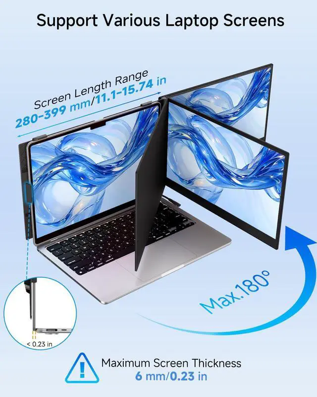 Alt view image 7 of 7 - Laptop Screen Extender Ultra Portable, 14" 1080P 1.31lbs FHD Low Blue Light Portable Monitors for Laptop, Plug & Play Dual Screen Monitor for Laptops, Travel Extra Monitors for Laptops for Windows/Mac