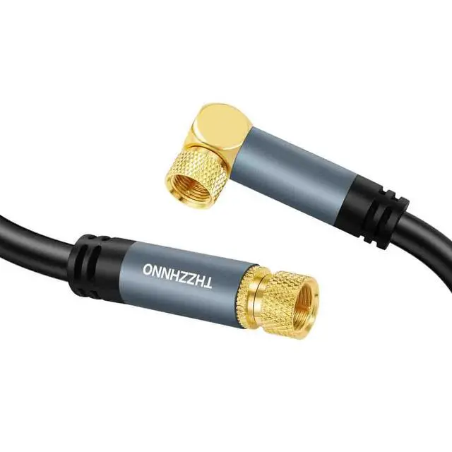 Alt view image 6 of 7 - 15FT Coaxial Cable, F-Type Connector, 90 Degree Angled to Straight Male, Compatible with TV, Radio, DVB-T2/C/S, Cable Modem, Satellite Receivers