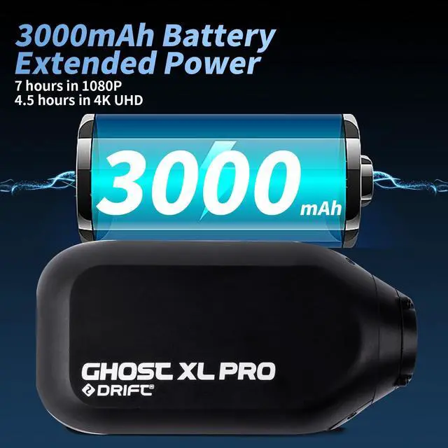 Alt view image 4 of 7 - Drift Ghost XL PRO Sport Action Camera 4K Sport WiFi IPX7 Waterproof Wearable Live Stream Vlog Motorcycle Bicycle Helmet Cam