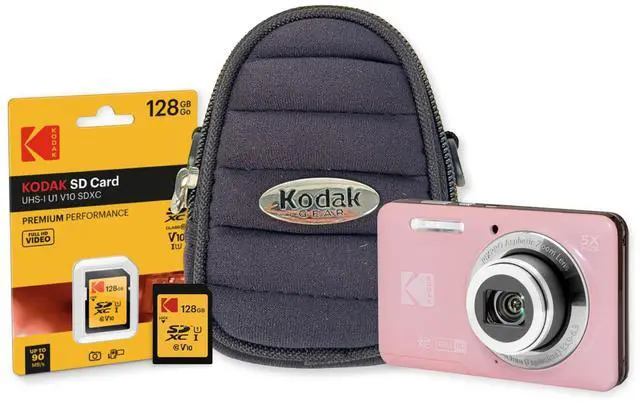 Main image of PixPro FZ55 Friendly Zoom Pastel Digital Camera Bundle | High-Speed 128GB SD Card, 16MP Full HD, Small Pouch Case, (3 items)