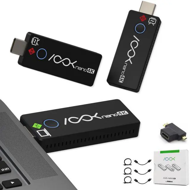 Main image of Wireless HDMI Transmitter and 2 Receivers 4K, Ask Nano HDMI Wireless Splitter Presentation Kit for Classroom, Church, and Meeting Room, 50FT Range, Ultra 4K Output, Low Latency, Cast Screen to 2 TVs