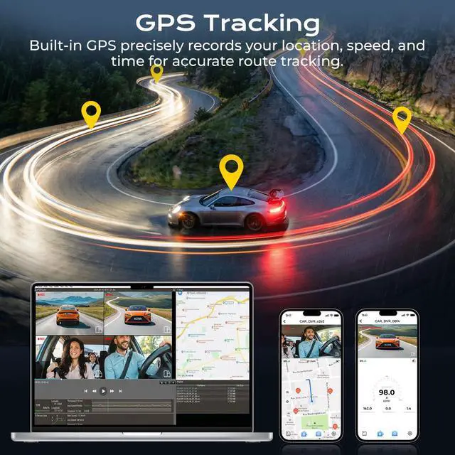 Alt view image 3 of 7 - 360° Dash Cam 4 Channel, 4K Front Rear and Inside Dash Camera | 5G Hz WiFi, GPS, 128GB SD Card Included, APP Control, 24/7 Parking Mode, 8 IR Night Vision Lights, G-Sensor