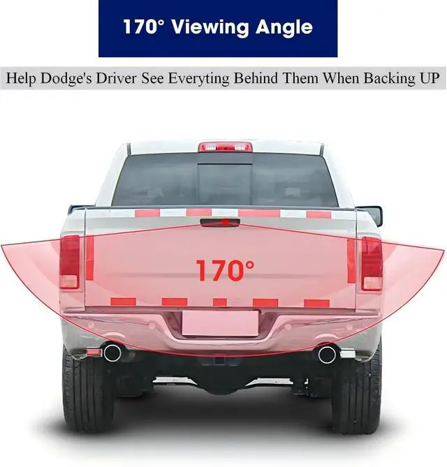 Alt view image 3 of 7 - Tailgate Handle with Rearview Backup Camera for Dodge Ram | Compatible for Dodge Ram 1500 (2009-2017), 2500 3500 (2010-2017), RCA Connector