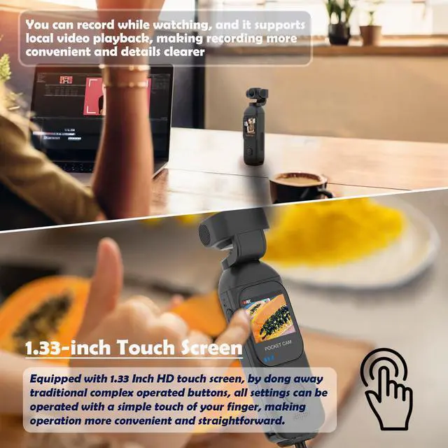 Alt view image 2 of 7 - Vlogging Camera 1080P with External 7 Hours Battery Handle Grip | Pocket Camera, Body Cam, Touch Screen, WiFi, Dual Adjust Rotated 330 Degrees Lens, 32GB Card, Vlogs for daily life, travel