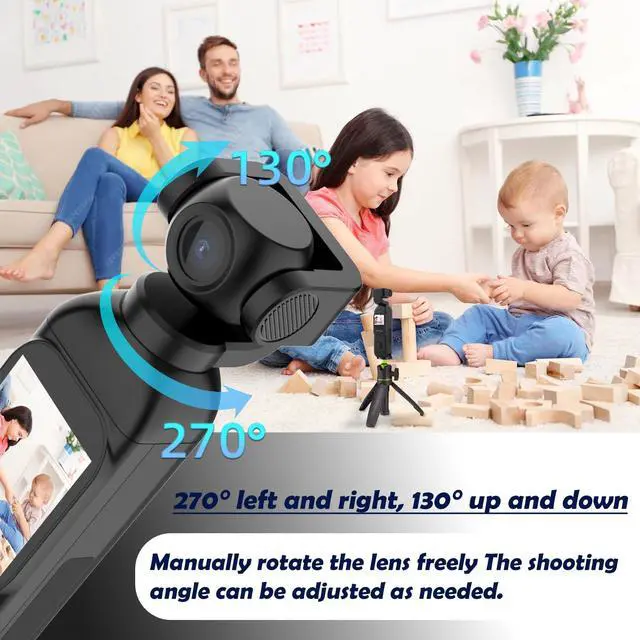 Alt view image 5 of 7 - Vlogging Camera 1080P with External 7 Hours Battery Handle Grip | Pocket Camera, Body Cam, Touch Screen, WiFi, Dual Adjust Rotated 330 Degrees Lens, 32GB Card, Vlogs for daily life, travel