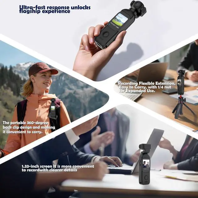 Alt view image 7 of 7 - Vlogging Camera 1080P with External 7 Hours Battery Handle Grip | Pocket Camera, Body Cam, Touch Screen, WiFi, Dual Adjust Rotated 330 Degrees Lens, 32GB Card, Vlogs for daily life, travel