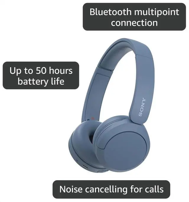 Alt view image 3 of 5 - WH-CH520L Wireless Bluetooth Headphones - Up to 50 Hours Battery Life with Quick Charge Function, On-Ear Model - Matte Blue
