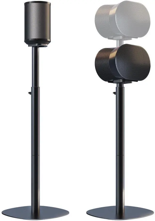 Main image of Speaker Stands for Sonos Era 100, 100 SL & Era 300 - Hidden Cable, 1 Pair | Sturdiness, Easy to Assemble, 29.139'' Height Adjustable, Two Base Mounting Options, Black, Max holds 11lbs(per one)