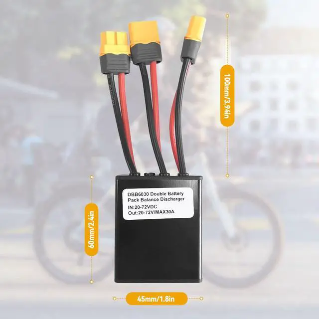 Alt view image 6 of 7 - Double Battery Discharge Converter for E-Bike,DC 20V-72V DC Dual Battery Pack Switch Balancer XT60 Plug for Increase The Capacity by Connecting Two Batteries in Parallel Equalization Module (30A)