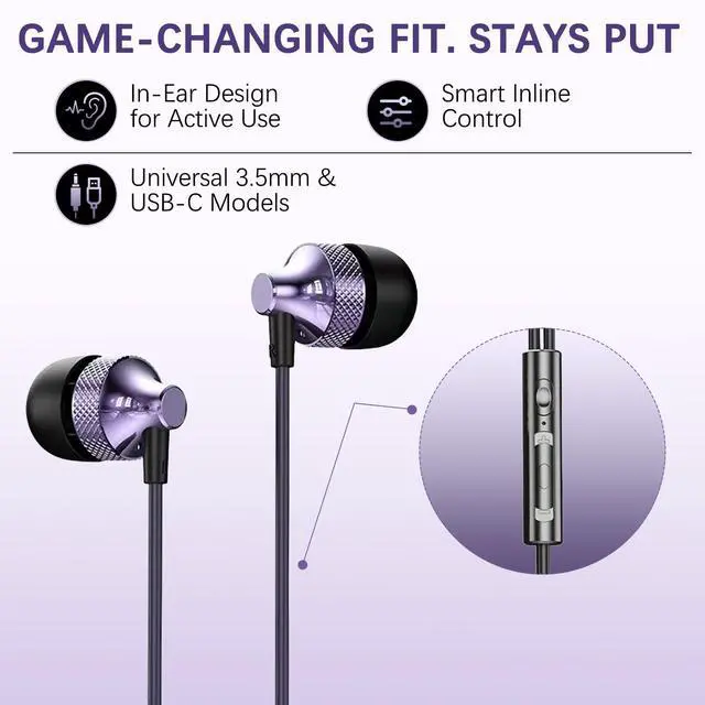 Alt view image 2 of 6 - Pro Gaming Earphones with Built-in Microphone, 3.5mm & USB-C Options, 10mm Dynamic Driver for Spatial Audio, Smart in-Line Control, Secure Fit for PC, PS5, Xbox, Switch & Mobile
