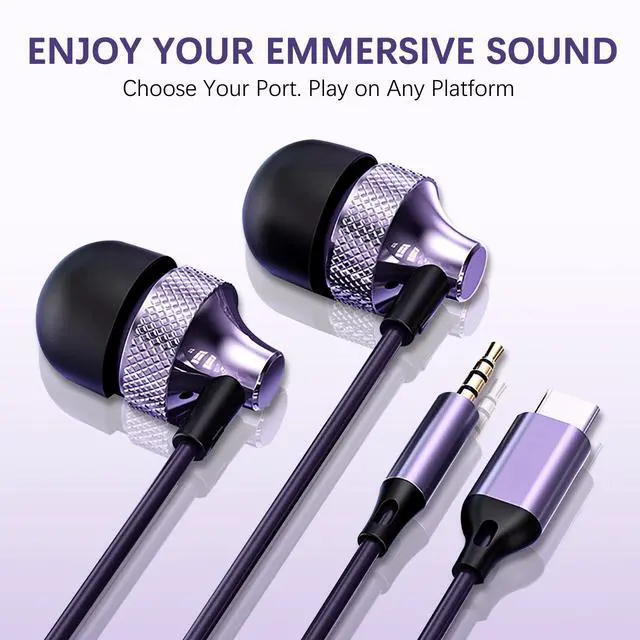 Alt view image 5 of 6 - Pro Gaming Earphones with Built-in Microphone, 3.5mm & USB-C Options, 10mm Dynamic Driver for Spatial Audio, Smart in-Line Control, Secure Fit for PC, PS5, Xbox, Switch & Mobile