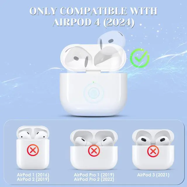 Alt view image 3 of 7 - Wireless Charging Case Compatible with AirPods 4 USB C Port, Air Pods 4th Gen Charging Case Replacement with Touch Sensing, Built-in 660 mAh Battery, No Earbuds (Touch Version)