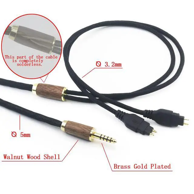 Alt view image 2 of 7 - 4.4mm Balanced Cable 6N OCC Copper Silver Plated Cord Compatible with Sennheiser HD650, HD600, HD580, HD660S, HD58X, Massdrop HD6XX Headphone Walnut Wood Shell 3meters/10ft