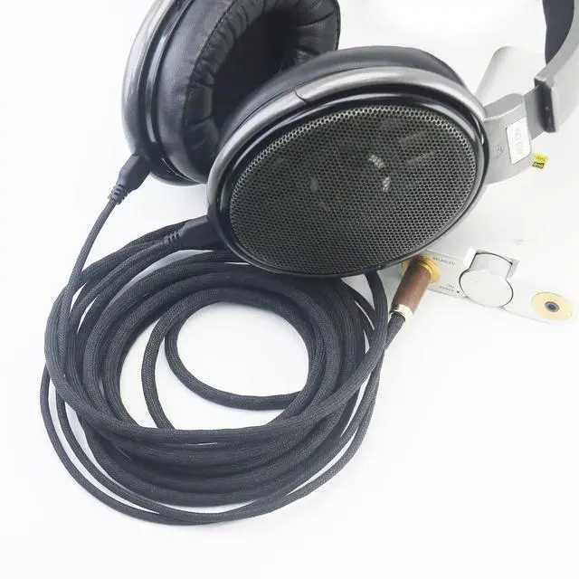 Alt view image 5 of 7 - 4.4mm Balanced Cable 6N OCC Copper Silver Plated Cord Compatible with Sennheiser HD650, HD600, HD580, HD660S, HD58X, Massdrop HD6XX Headphone Walnut Wood Shell 3meters/10ft