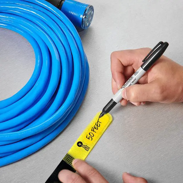Alt view image 4 of 7 - Hook and Loop Cinch-Straps (Assorted 16 Pack) | Write on Label for Easy Cord Identification and Cable Management, Reusable Multi-Purpose Securing Cinch Straps