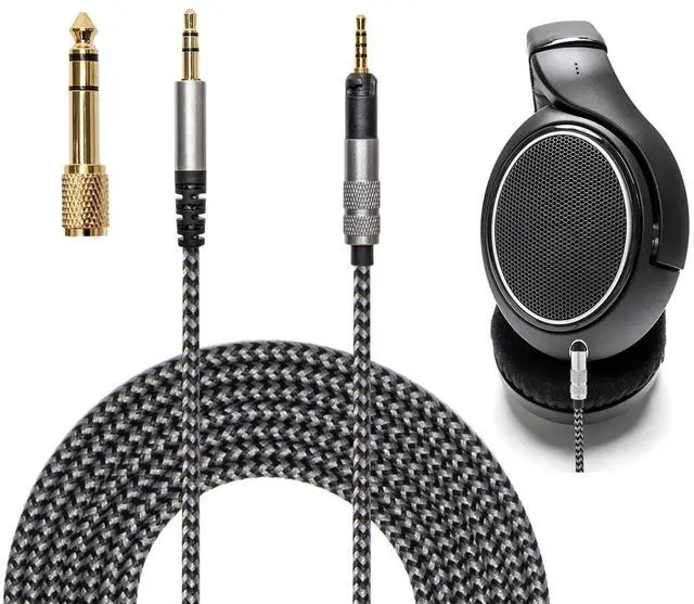 Main image of HD560s Cable Compatible with Sennheiser HD598 HD598SE HD598SR HD598CS HD599 HD558 HD518 HD579 HD569 HD559 HD560S Headphone Length 2m 6.5FT Soft Nylon Lightweight Includes 1/4" 6.35mm Adapter