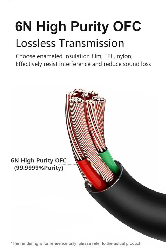 Alt view image 5 of 7 - HD560s Cable Compatible with Sennheiser HD598 HD598SE HD598SR HD598CS HD599 HD558 HD518 HD579 HD569 HD559 HD560S Headphone Length 2m 6.5FT Soft Nylon Lightweight Includes 1/4" 6.35mm Adapter
