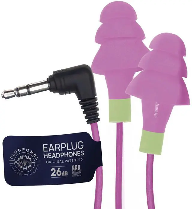 Main image of Basic Earplug Headphones Earplug-Earbud Hybrid - 26 dB Noise Reduction Rating - Noise Reducing Work Headphones OSHA Compliant Earphones - Purple