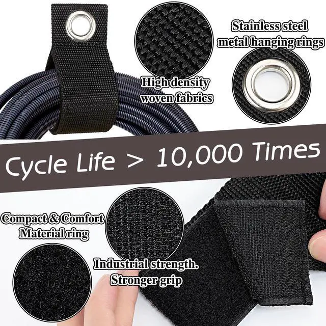Alt view image 2 of 7 - 12Pcs Extension Cord Holder Organizer 13 in Heavy Duty Cord Straps | Nylon Storage Strap with Metal Grommet,Wrap Hanger for Garage Organization, Holds 50lbs,Cable Hose Tool Rope Workshop,for Men