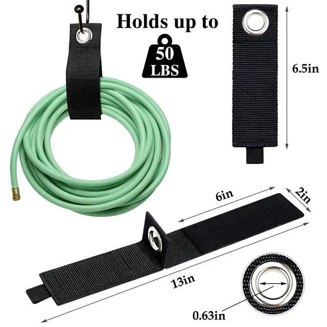 Alt view image 3 of 7 - 12Pcs Extension Cord Holder Organizer 13 in Heavy Duty Cord Straps | Nylon Storage Strap with Metal Grommet,Wrap Hanger for Garage Organization, Holds 50lbs,Cable Hose Tool Rope Workshop,for Men