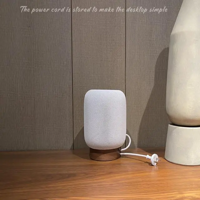 Alt view image 3 of 7 - Elevate Your HomePod with Our North American Black Walnut Wood Stand - Unique Texture, Clever Cord Storage (Black Walnut)