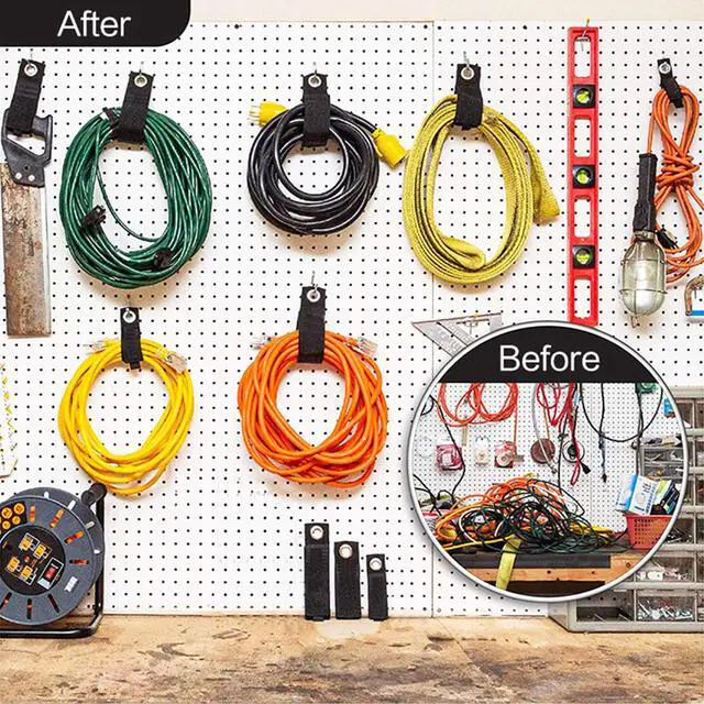 Alt view image 5 of 7 - 12Pcs Extension Cord Holder Organizer 13 in Heavy Duty Cord Straps | Nylon Storage Strap with Metal Grommet,Wrap Hanger for Garage Organization, Holds 50lbs,Cable Hose Tool Rope Workshop,for Men