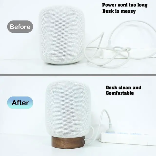 Alt view image 6 of 7 - Elevate Your HomePod with Our North American Black Walnut Wood Stand - Unique Texture, Clever Cord Storage (Black Walnut)