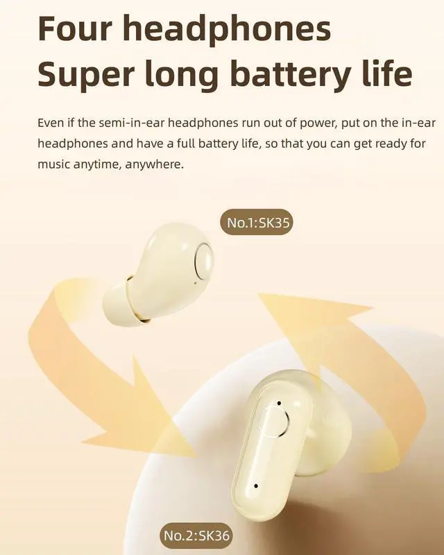 Alt view image 5 of 7 - 2 Pairs Invisible Small Mini Earbuds Wireless Bluetooth Sleep Hidden Headphones Sleeping Micro Smallest Discreet Tiny Low Profile Earbud Earphone Ear Buds for Small Ear Canal Women, Work, Side Sleeper