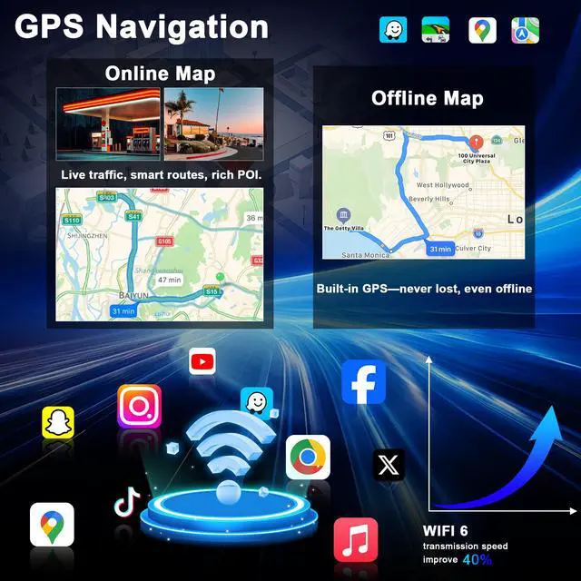 Alt view image 3 of 7 - 10.2'' 4GB & 64GB Plug & Play Car Radio for Toyota Tundra 2014-2019 | Android 15 Head Unit Upgrade Wireless CarPlay & Android Auto, WiFi 6, Bluetooth 5.4, GPS, FM/RDS, EQ, SWC, Backup Camera
