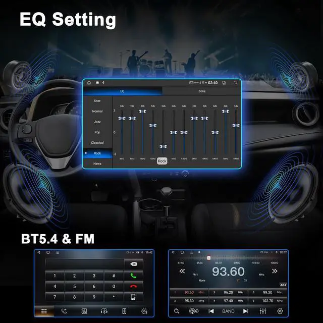 Alt view image 4 of 7 - 10.2'' 4GB & 64GB Plug & Play Car Radio for Toyota Tundra 2014-2019 | Android 15 Head Unit Upgrade Wireless CarPlay & Android Auto, WiFi 6, Bluetooth 5.4, GPS, FM/RDS, EQ, SWC, Backup Camera
