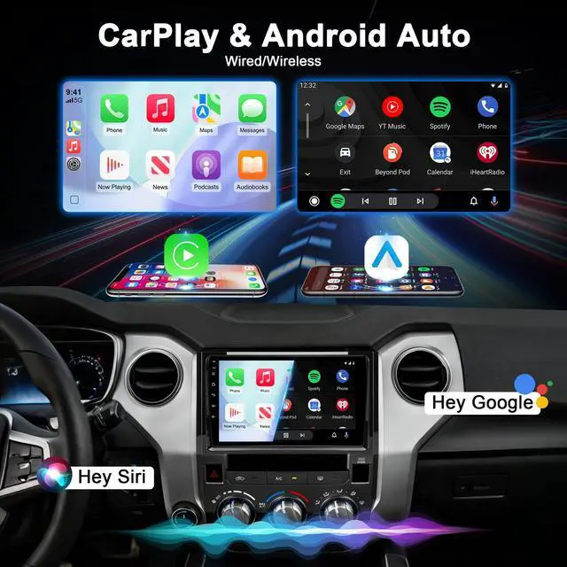 Alt view image 2 of 7 - 10.2'' 4GB & 64GB Plug & Play Car Radio for Toyota Tundra 2014-2019 | Android 15 Head Unit Upgrade Wireless CarPlay & Android Auto, WiFi 6, Bluetooth 5.4, GPS, FM/RDS, EQ, SWC, Backup Camera