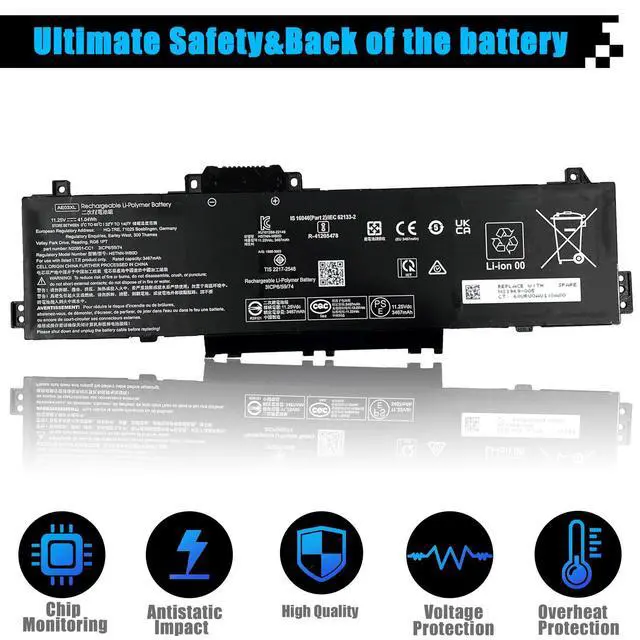 Alt view image 4 of 7 - AE03XL N21969-005 Laptop Battery Replacement for HP 240 G10 245 G10 246 G10 250 G10 255 G10 256 G10 14-EE 14-EM 14Z-EM 14-EP 14T-EP 15-FC 15Z-FC 15-FD 15T-FD AE03041XL N20951-171 N20951-CC1 TPN-DB1N