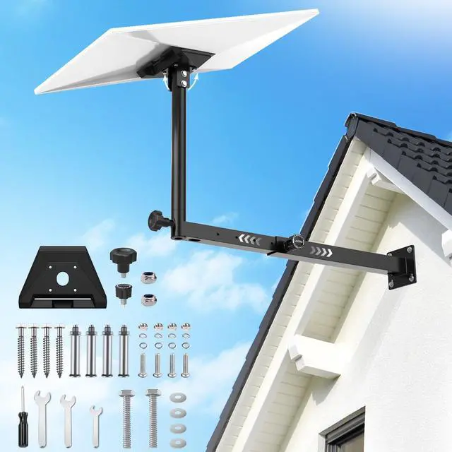 Main image of Starlink Gen 3 Mount for Long Eaves, Adjustable Mounting Kit with Pipe Adapter Heavy Duty Steel Starlink Wall Mount Kit for Starlink Gen 3