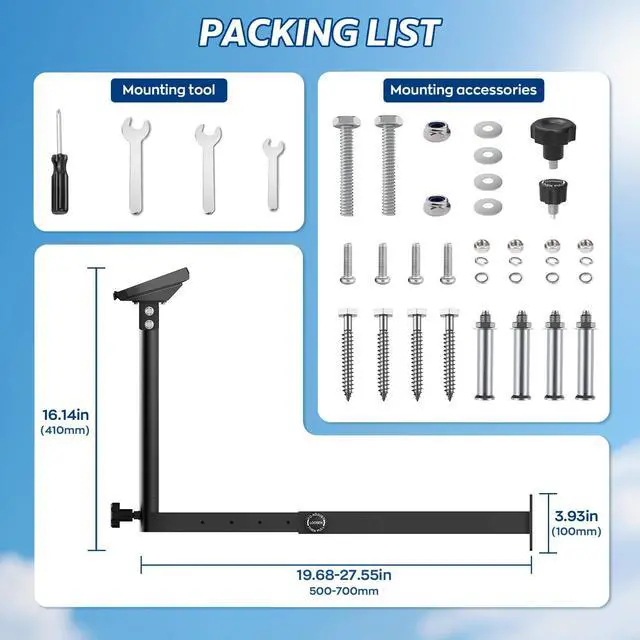 Alt view image 4 of 7 - Starlink Gen 3 Mount for Long Eaves, Adjustable Mounting Kit with Pipe Adapter Heavy Duty Steel Starlink Wall Mount Kit for Starlink Gen 3