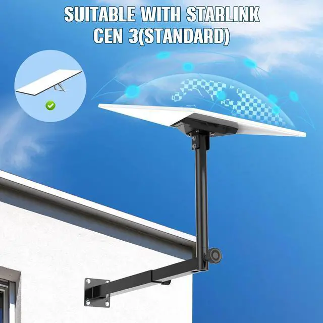 Alt view image 5 of 7 - Starlink Gen 3 Mount for Long Eaves, Adjustable Mounting Kit with Pipe Adapter Heavy Duty Steel Starlink Wall Mount Kit for Starlink Gen 3
