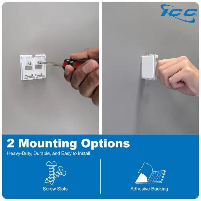 Alt view image 3 of 7 - 2 Port Surface Mount Box in White, 25 Pack, Works with Slim and Wide Profile Keystone Jacks (Sold Separately), Compact Outlet for Voice and Data Connections, UL Listed TAA Compliant, IC107BC2WH