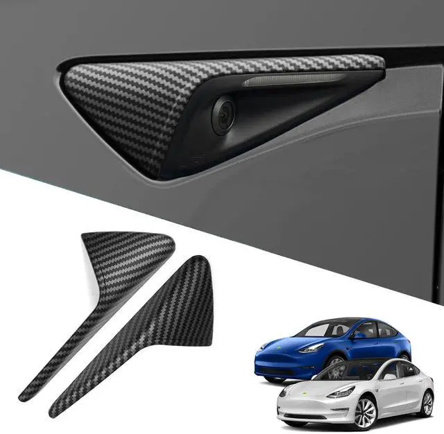 Main image of for 2024+ Tesla Model 3/Y HW4.0 Side Camera Protection Cover-YT | Decoration Accessories fit for 2024 2025 2026 Tesla Model 3/Y with HW4.0 (HW4.0-Matt Carbon Fiber Pattern)