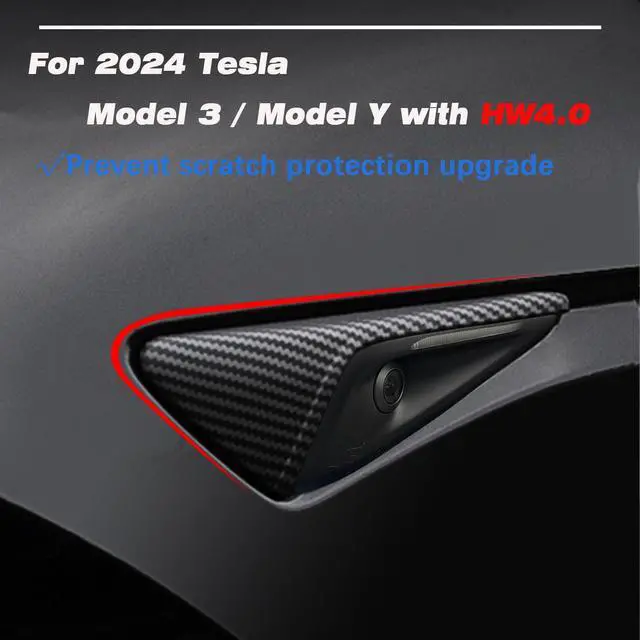 Alt view image 3 of 5 - for 2024+ Tesla Model 3/Y HW4.0 Side Camera Protection Cover-YT | Decoration Accessories fit for 2024 2025 2026 Tesla Model 3/Y with HW4.0 (HW4.0-Matt Carbon Fiber Pattern)